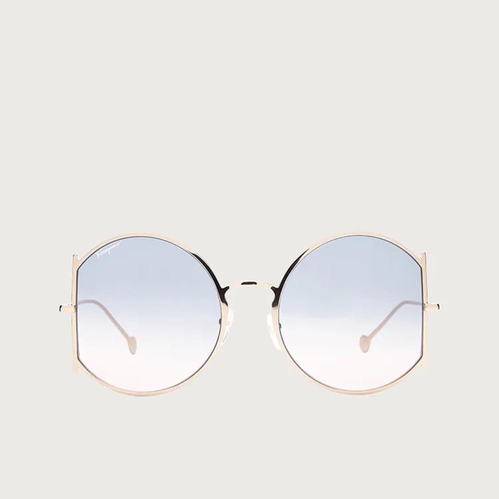 NEW Salvatore Ferragamo Gancini Sunglasses in Gold/Blue Rose Gradient